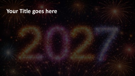 2027 Fireworks Widescreen PowerPoint Template text slide design