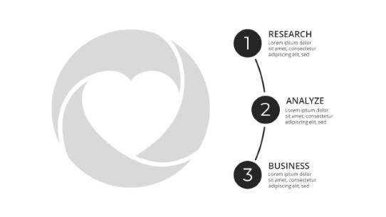 3 Steps Circle Heart 11 PowerPoint Infographic pptx design